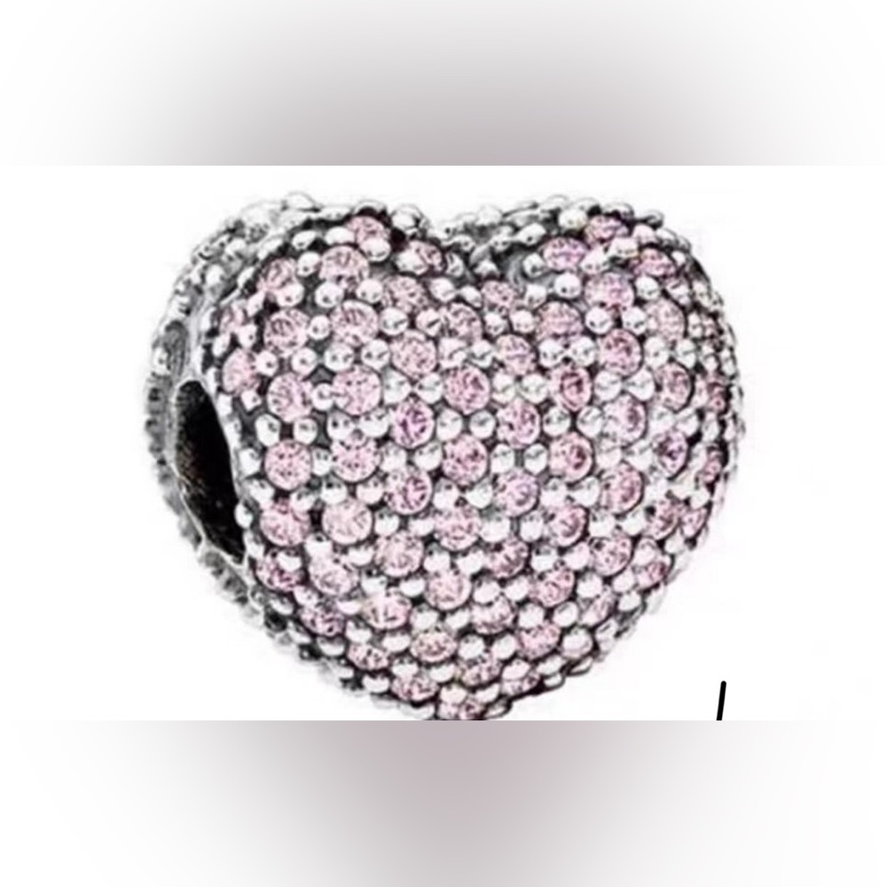 PANDORA OPEN MY HEART PINK PAVE CLIP CHARM